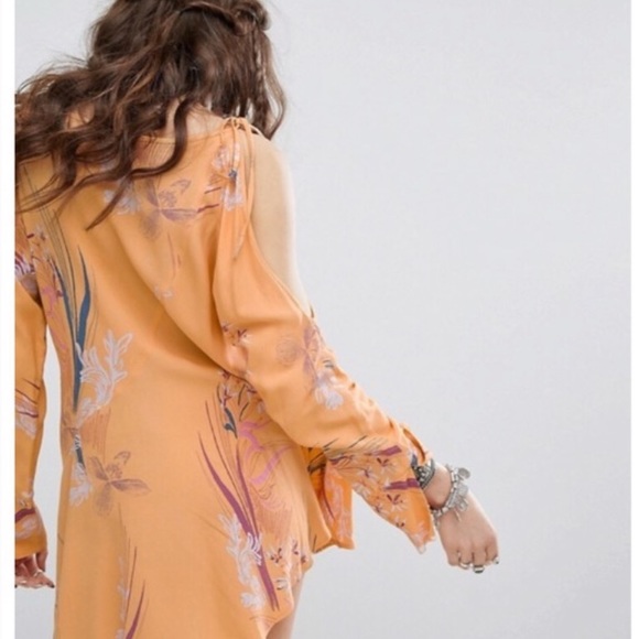 Free People Orange Cold Shoulder Mini Dress Tunic - Picture 2 of 8